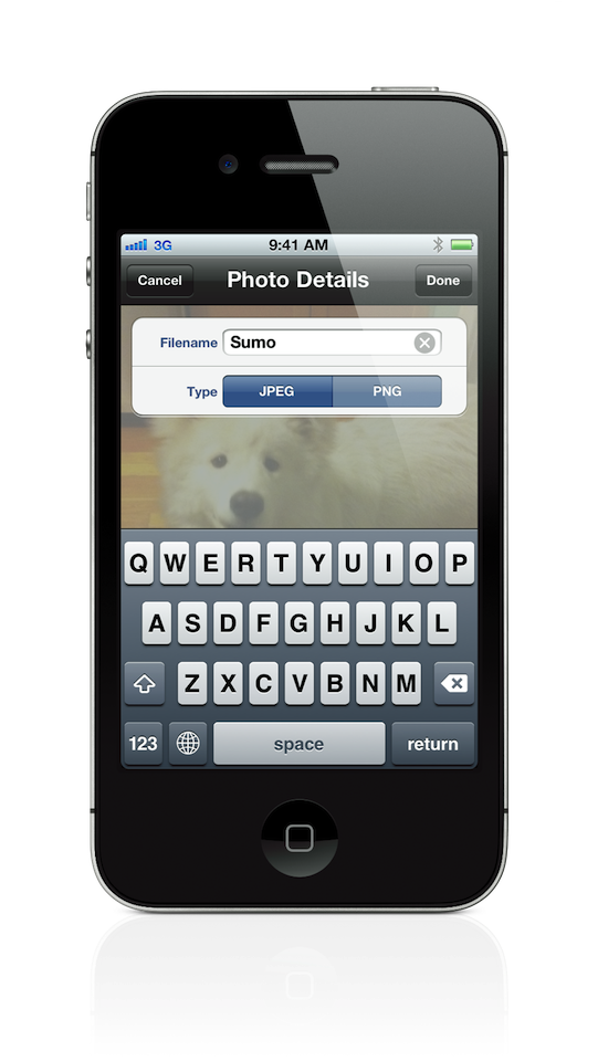 iPhone 4 running FilePhoto
